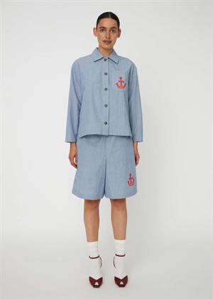 Striped Anchor embroiedered shorts Blue Stripes Stella Nova